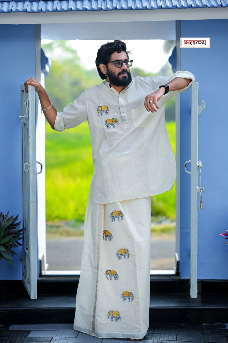 ANAHITA KASAVU DHOTI - SILVER KARA