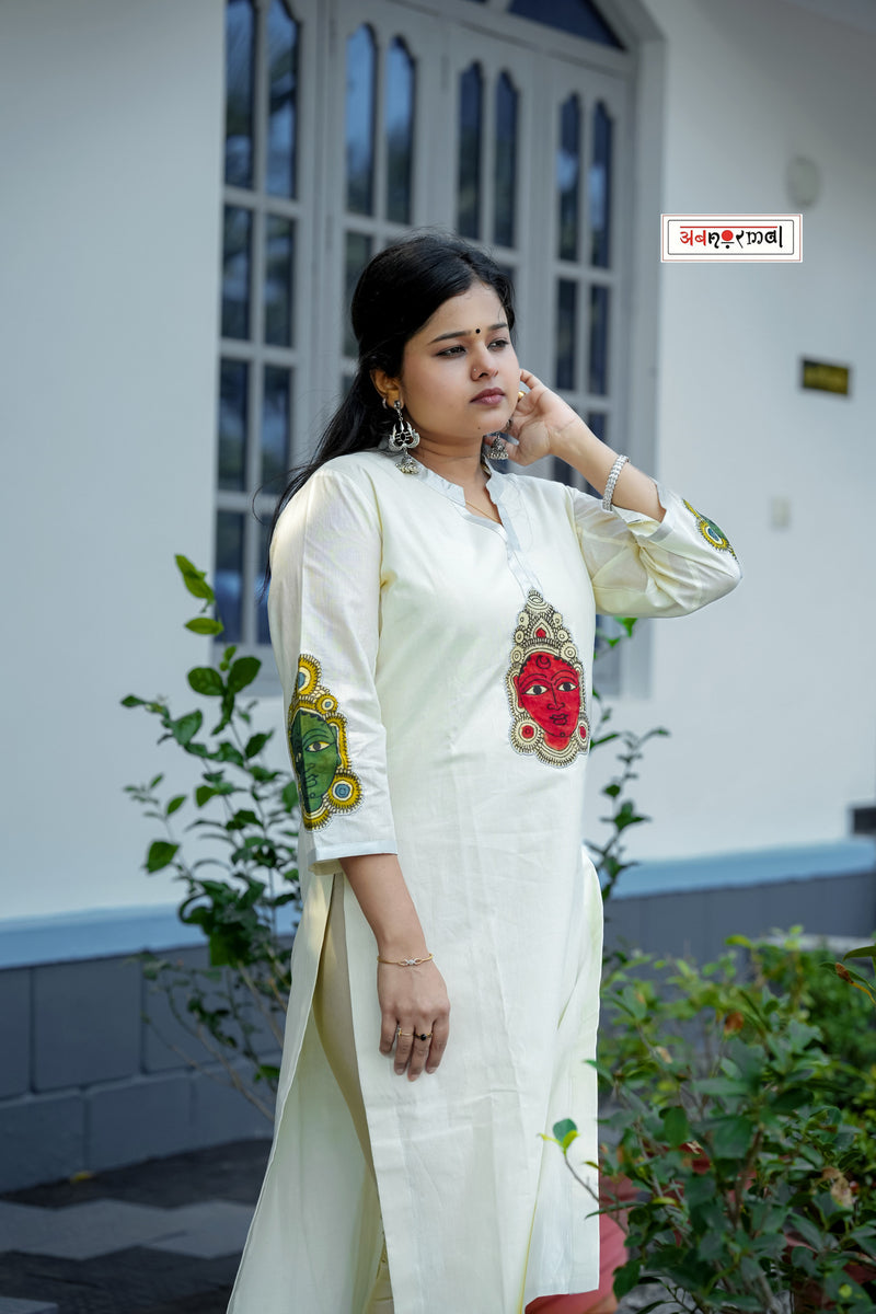 VAATHI KASAVU LONG KURTA & DUPATTA SET - SILVER KARA