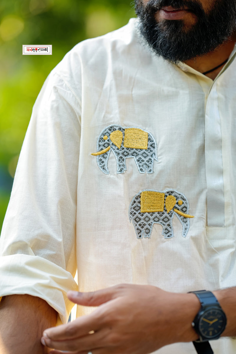 ANAHITA KASAVU SHORT KURTA - SILVER KARA