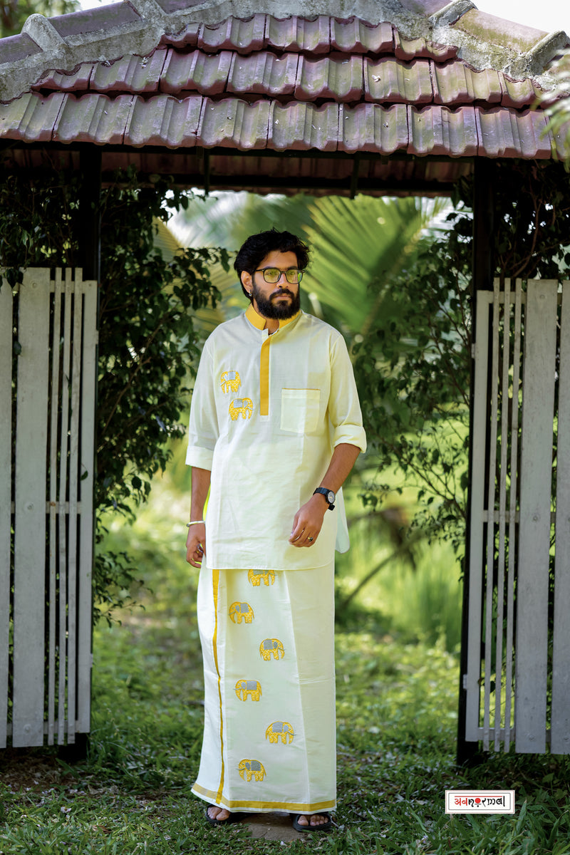 ANAHITA KASAVU DHOTI - GOLD KARA