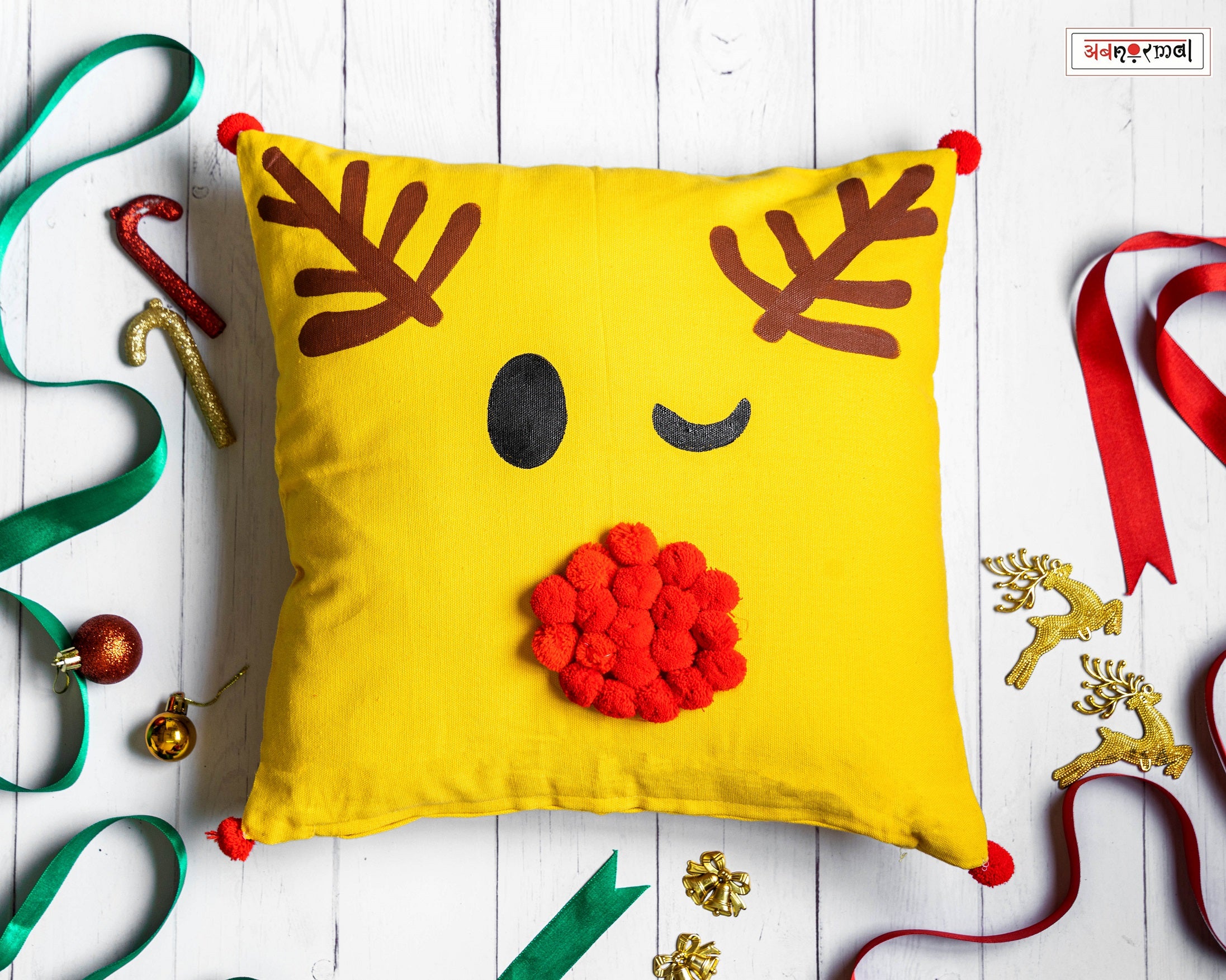 RUDOLPH THE RED NOSED REINDEER CUSHION COVER (SOLD AS A SINGLE PIECE)